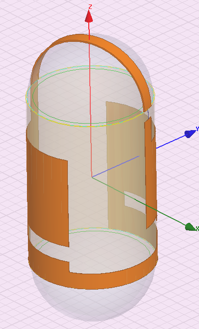 HFSS model of the conformal capsule antenna